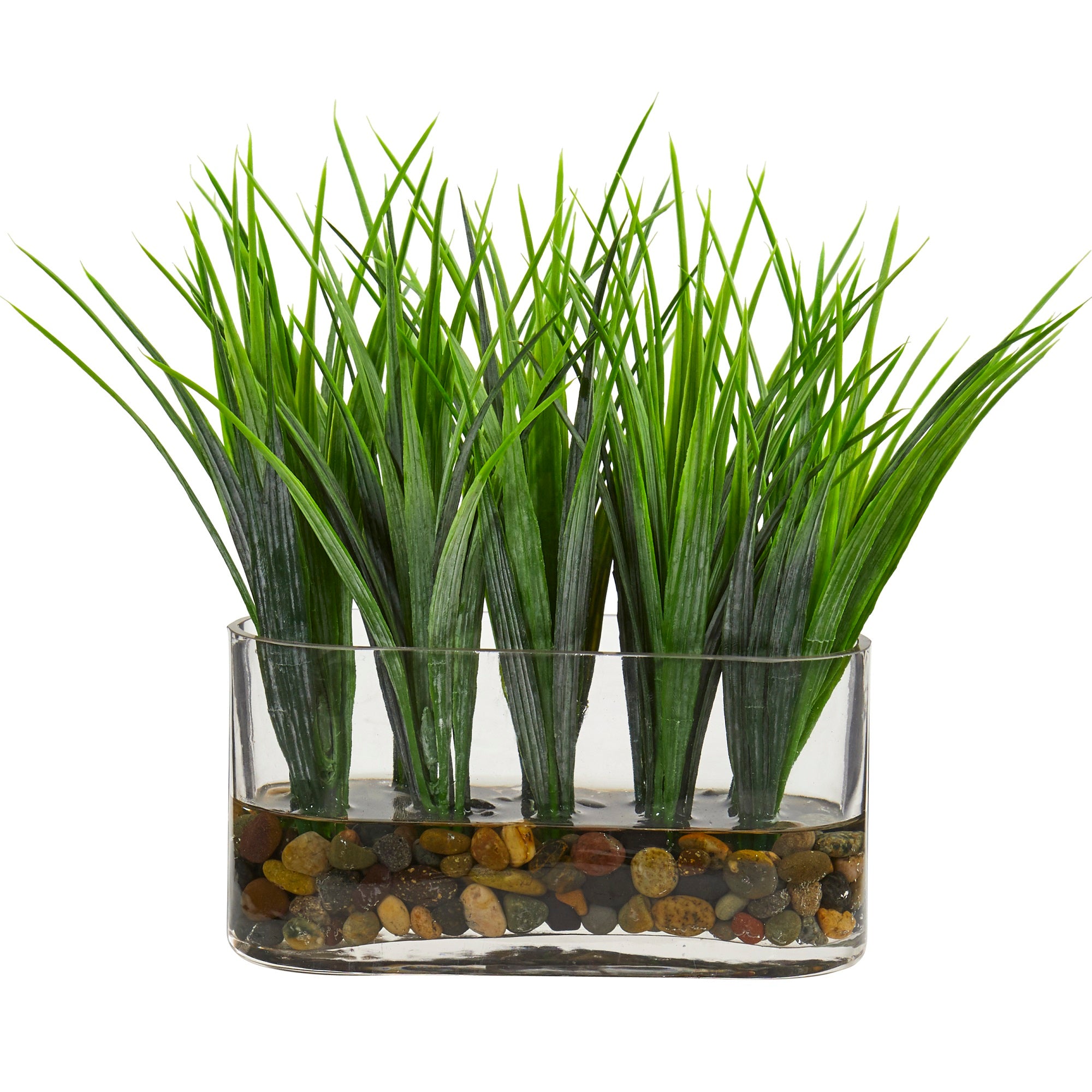 9" Vanilla Grass Artificial Plant in Oval Vase