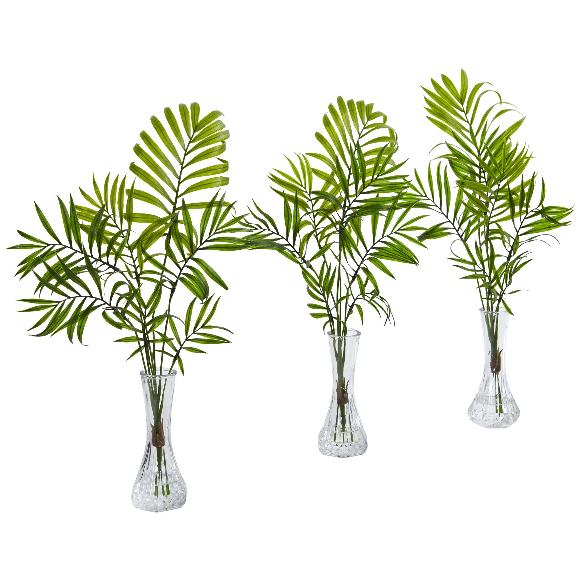 19" Mini Palm Artificial Plant in Vase (Set of 3)