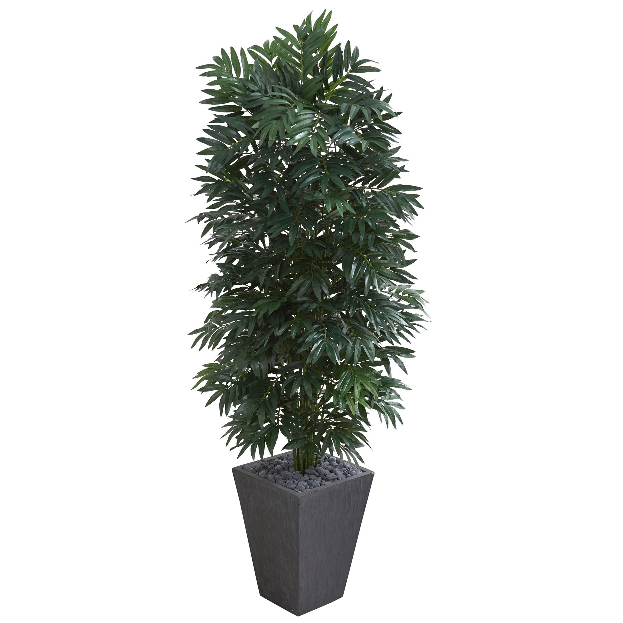5.5' Bamboo Palm Artificial Plant in Slate Finished Planter