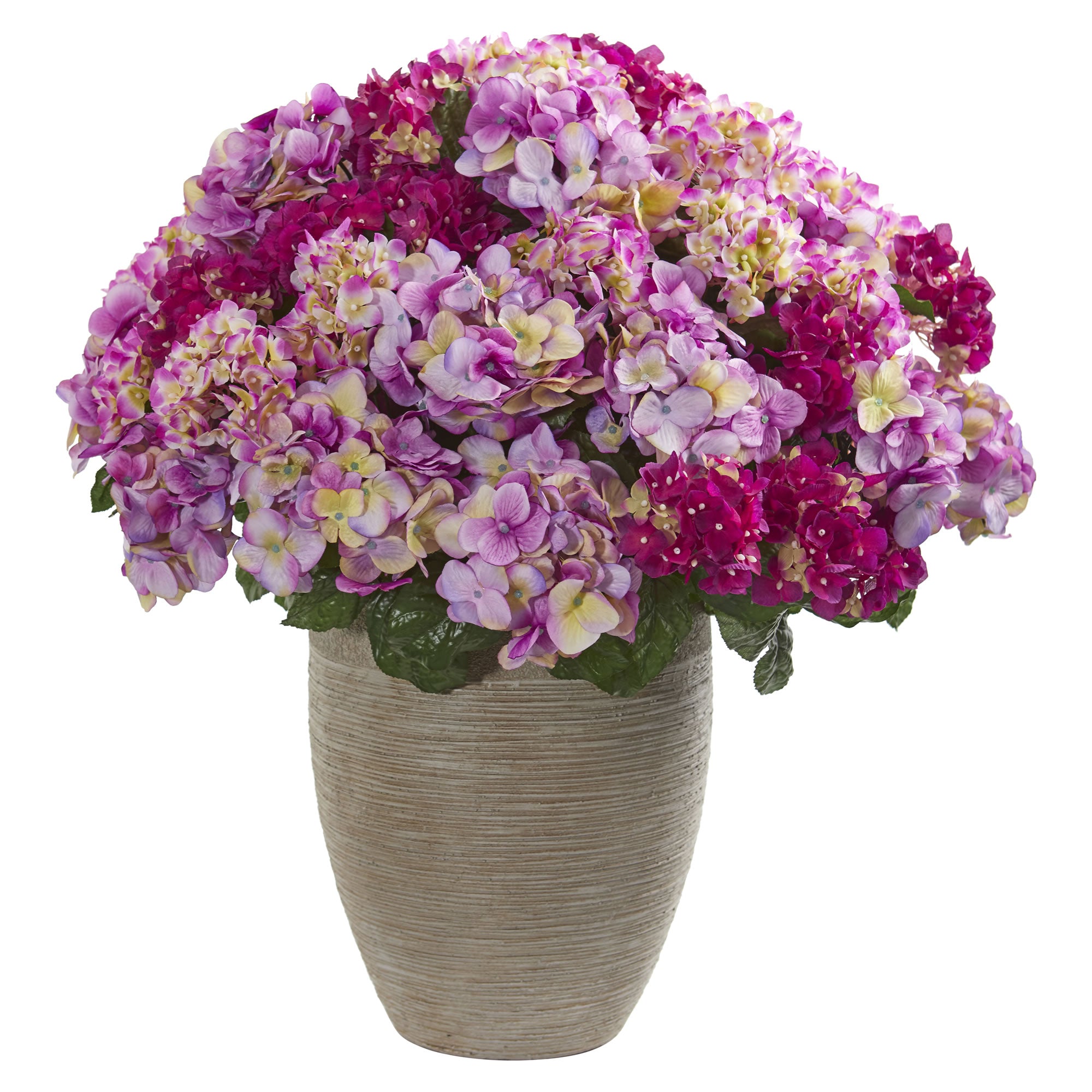 27" Hydrangea Artificial Plant in Sand Colored Planter