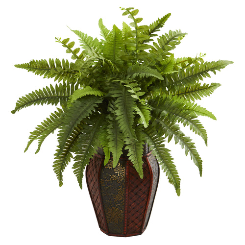 20" Boston Fern Artificial Plant in Decorative Planter