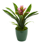 10" Bromeliad Artificial Plant in Green Planter (Set of 3)