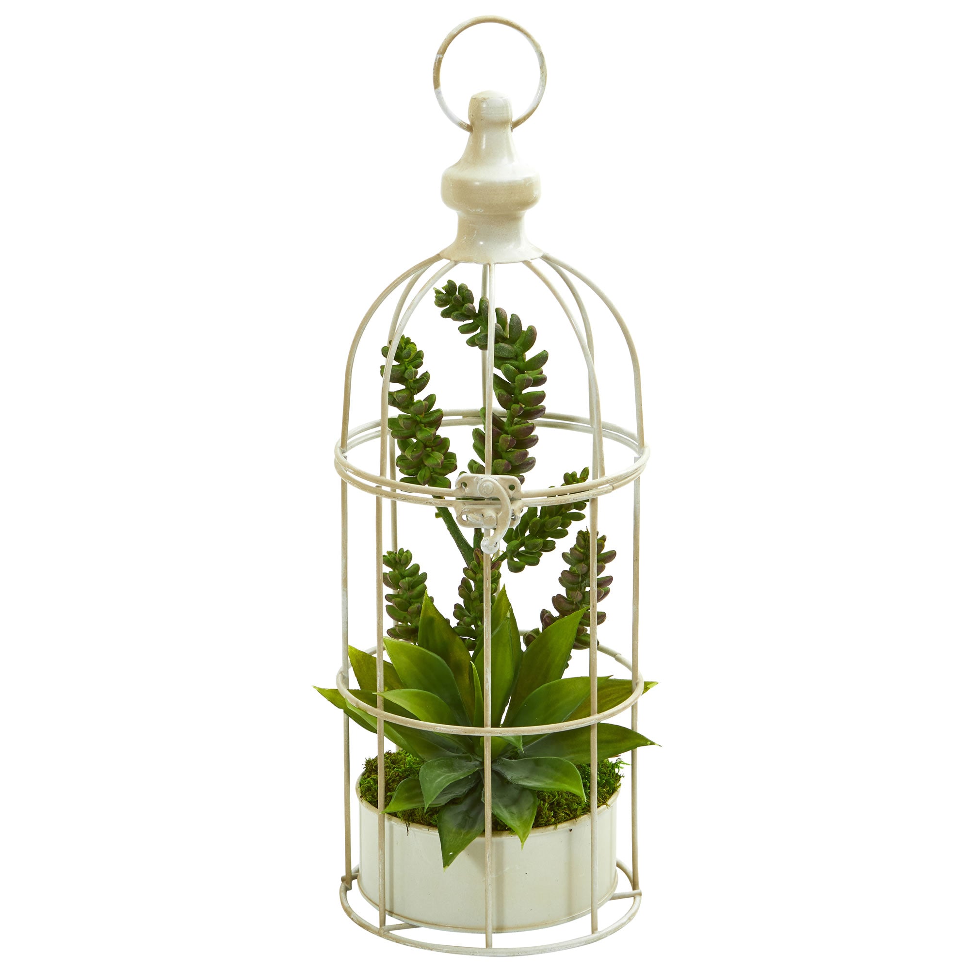 16" Succulent Garden Artificial Plant in Birdcage