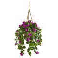 28" Bougainvillea Artificial Plant in Hanging Basket