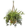 30"Wandering Jew & Spider Artificial Plant in Hanging Basket