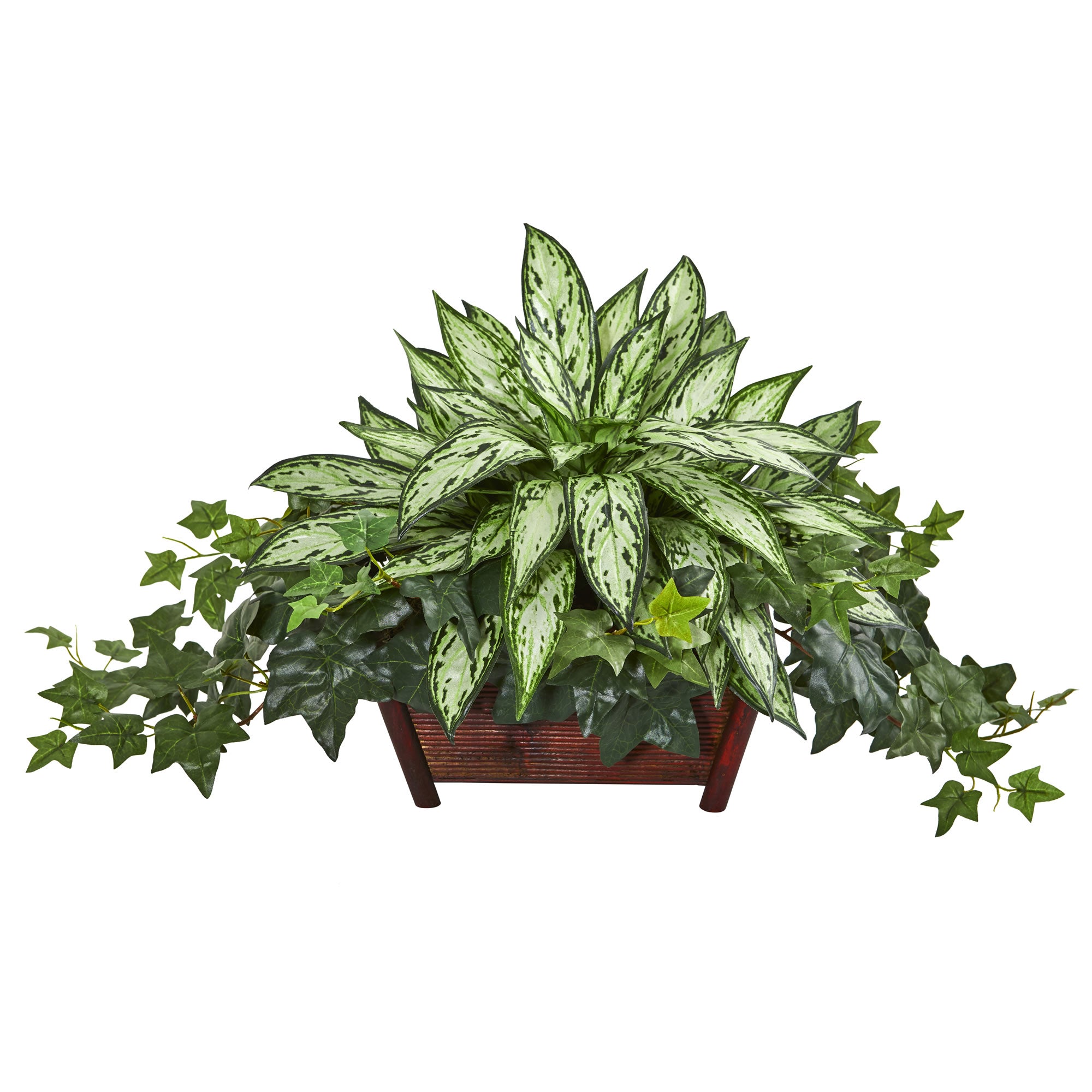 17" Silver Queen and Ivy Artificial Plant in Planter