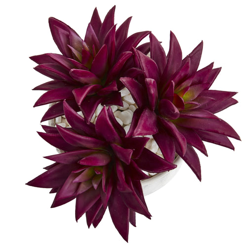 10" Agave Succulent Artificial Plant in Marble Finished Vase