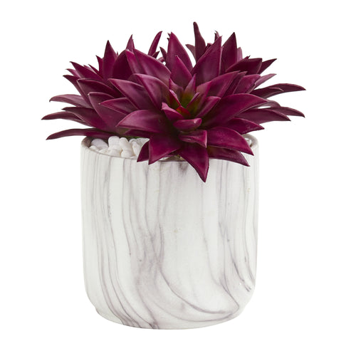 10" Agave Succulent Artificial Plant in Marble Finished Vase