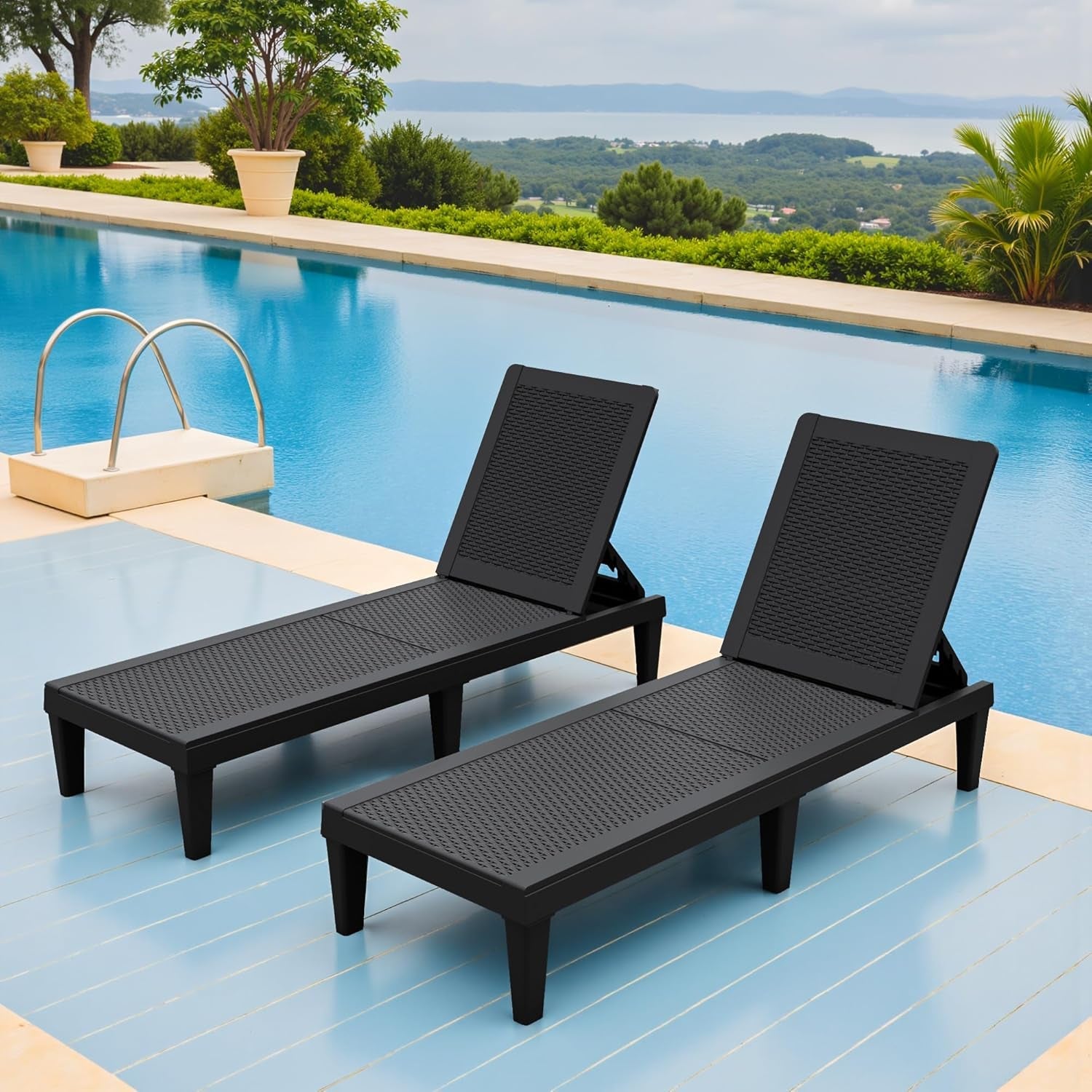 Adjustable Outdoor Chaise Lounge Chairs Set for Relaxation