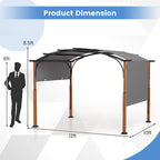 10 x 12 FT Outdoor Retractable Pergola with Retractable Canopy for Patio-Beige