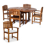 5-Piece Oval Extension Table Dining Chair Set with Cushions