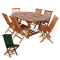 7-Piece Oval Extension Table Folding Chair Set with Cushions