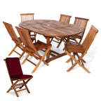 7-Piece Oval Extension Table Folding Chair Set with Cushions