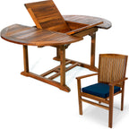 5-Piece Oval Extension Table Stacking Chair Set with Cushions