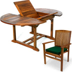 5-Piece Oval Extension Table Stacking Chair Set with Cushions