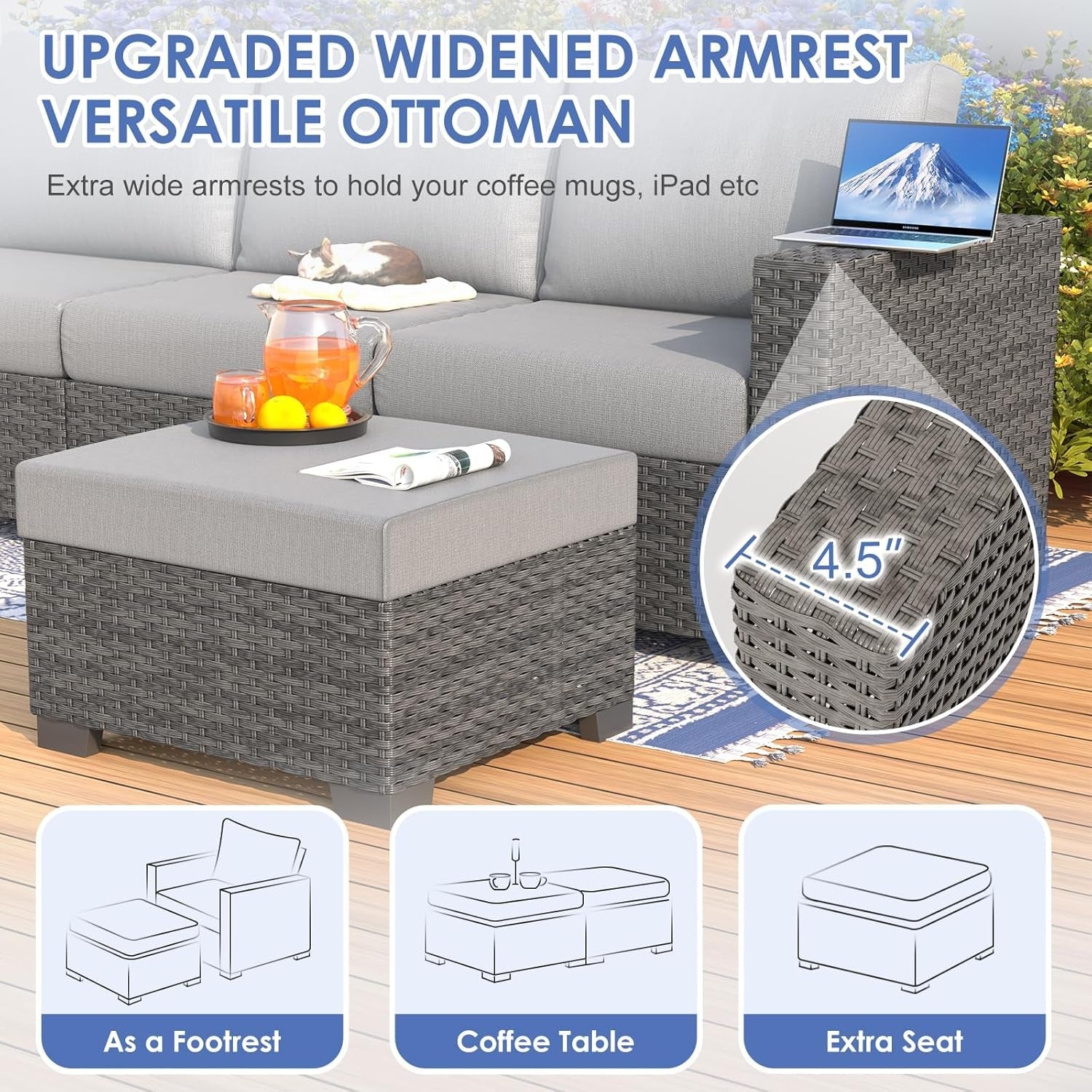 Comfortable Wicker Rattan Outdoor Patio Furniture Set