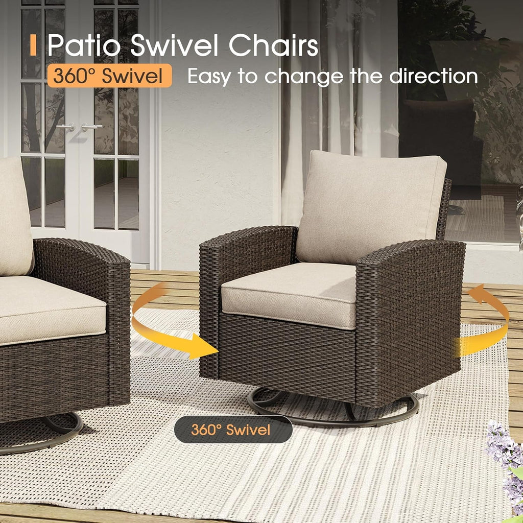 Eight Piece Outdoor Patio Furniture Set with Firepit