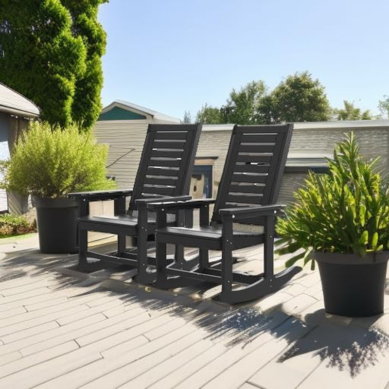 Oversized Outdoor Rocking Chairs Set of Two Black