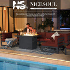 Grey Aluminum Outdoor Patio Set With Fire Pit Table