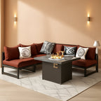 Grey Aluminum Outdoor Patio Set With Fire Pit Table