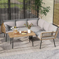Patio Furniture Set 4 Piece Wicker Outdoor Grey Sectional