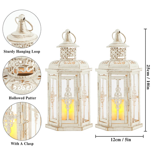 10 inch High Vintage Style Hanging Lantern（Set of 2 ）